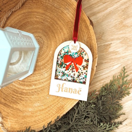 Suspension en bois personnalisée – Arche avec prénom et paillettes