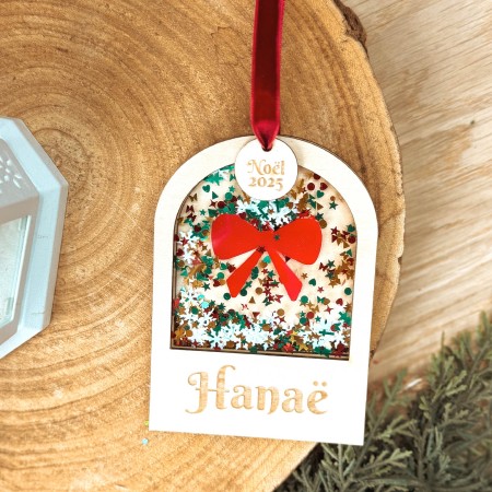 Suspension en bois personnalisée – Arche avec prénom et paillettes