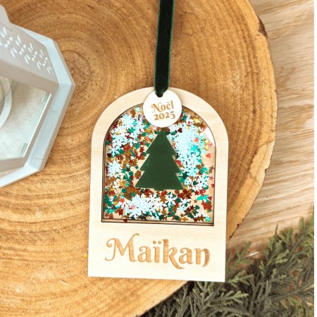 Suspension en bois personnalisée – Arche avec prénom et paillettes