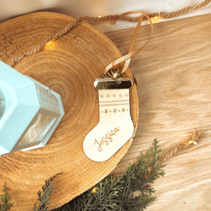 Chaussette de Noël en bois personnalisée