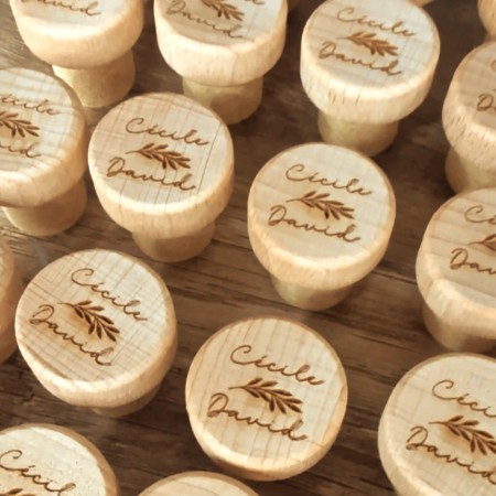 Bouchon de liège personnalisé | Cadeau invité mariage, baptême et événement