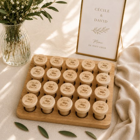 Bouchon de liège personnalisé | Cadeau invité mariage, baptême et événement