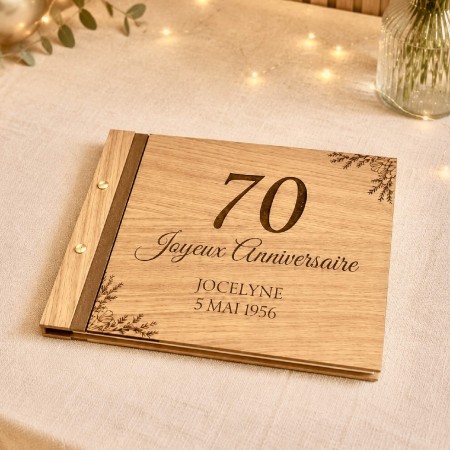 Livre d'or personnalisé en bois | Baptême, anniversaire et communion